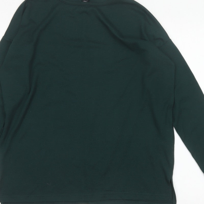 New Look Women Green Size S Basic Long Sleeve Crew Neck T-Shirt