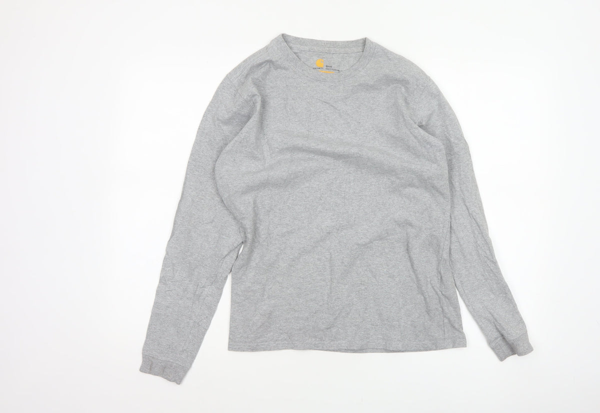 Carhartt Women Grey S Original Fit Long Sleeve Crew Neck T-Shirt