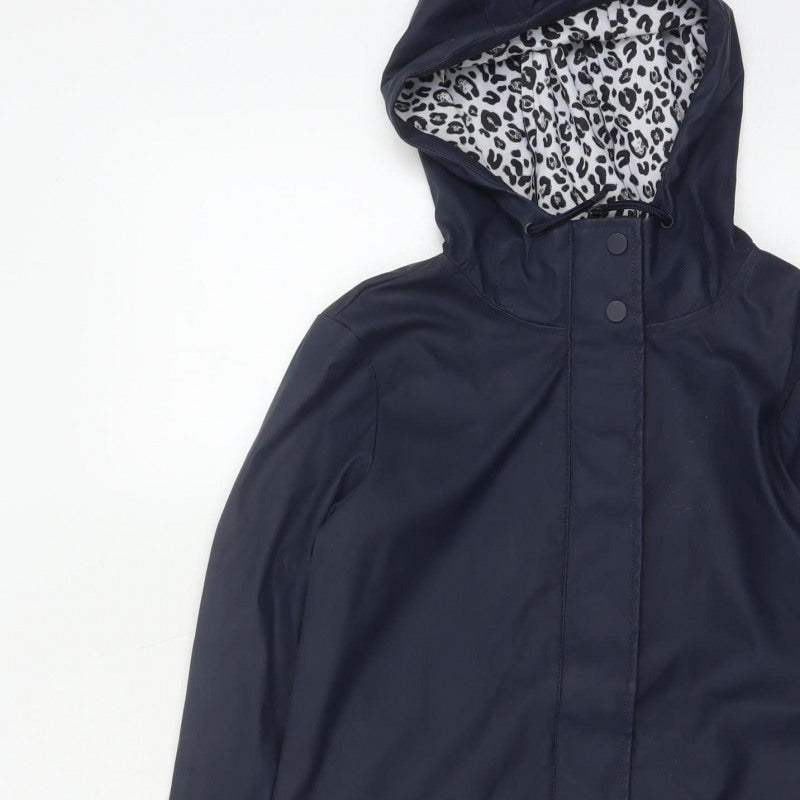 Dorothy Perkins Women’s Blue Leopard Hooded Rain Jacket UK 6