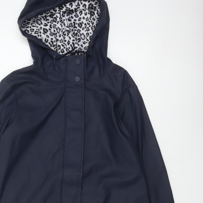 Dorothy Perkins Women’s Blue Leopard Hooded Rain Jacket UK 6
