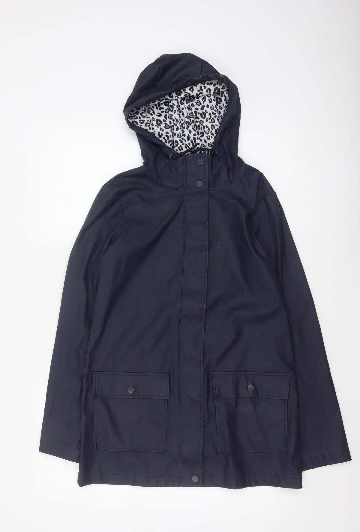 Dorothy Perkins Women’s Blue Leopard Hooded Rain Jacket UK 6