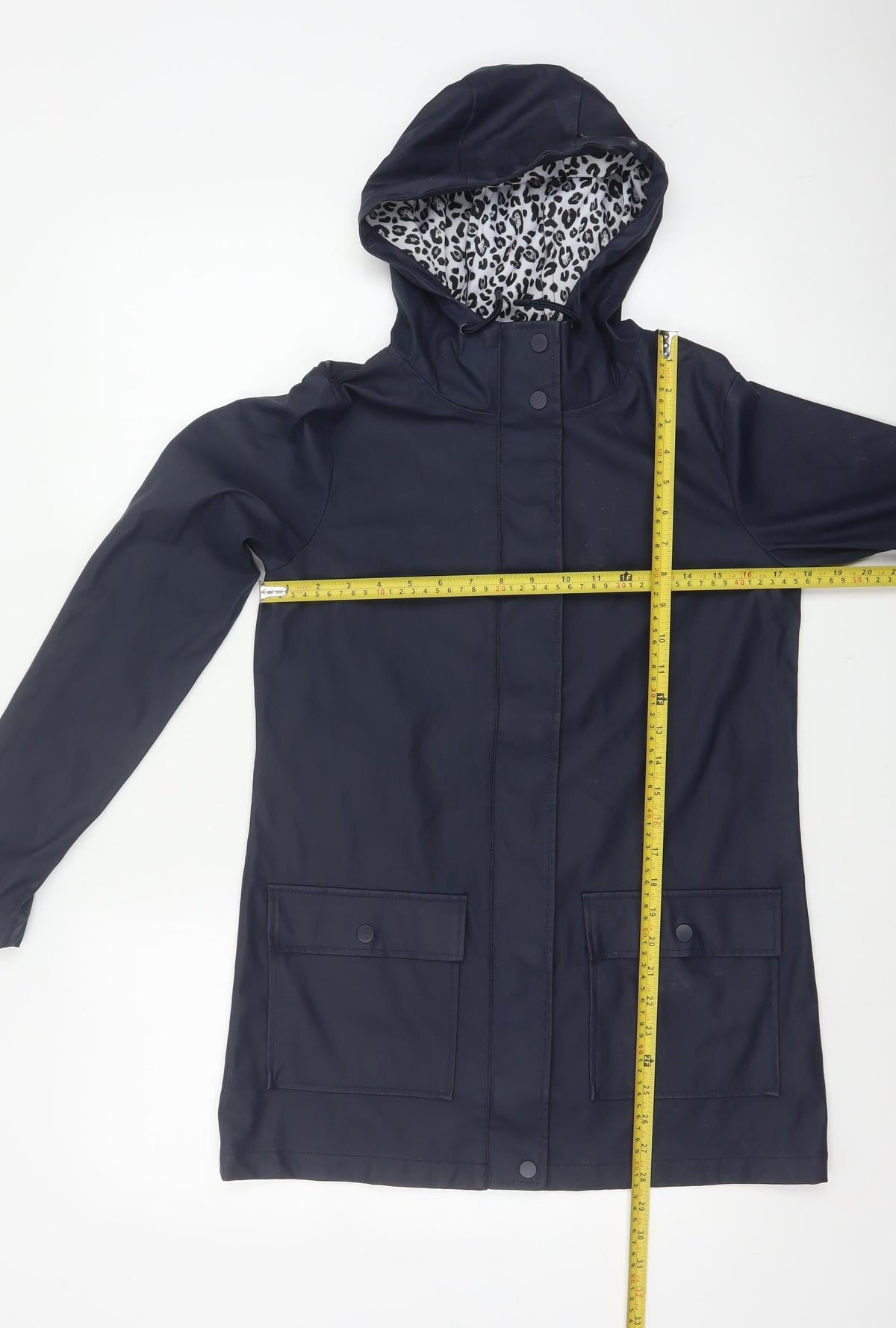 Dorothy Perkins Women’s Blue Leopard Hooded Rain Jacket UK 6