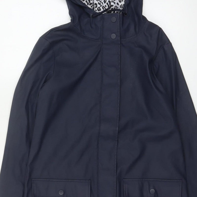 Dorothy Perkins Women’s Blue Leopard Hooded Rain Jacket UK 6