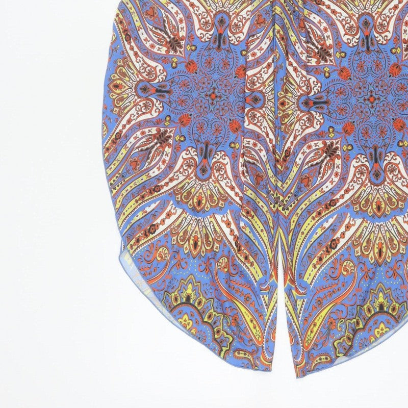 Zara Women Blue M Paisley Harem Elastic Waist Trousers