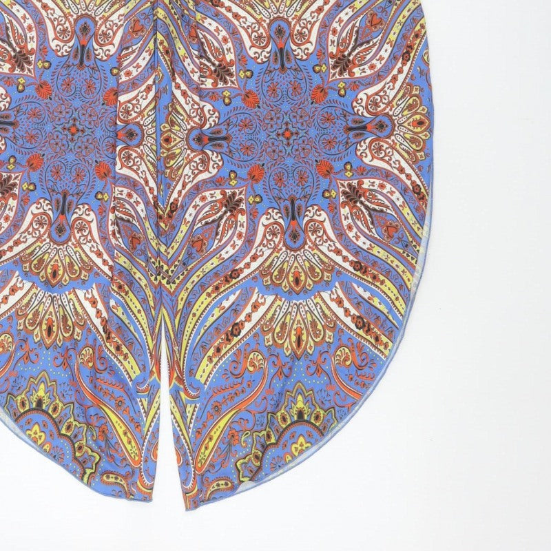 Zara Women Blue M Paisley Harem Elastic Waist Trousers