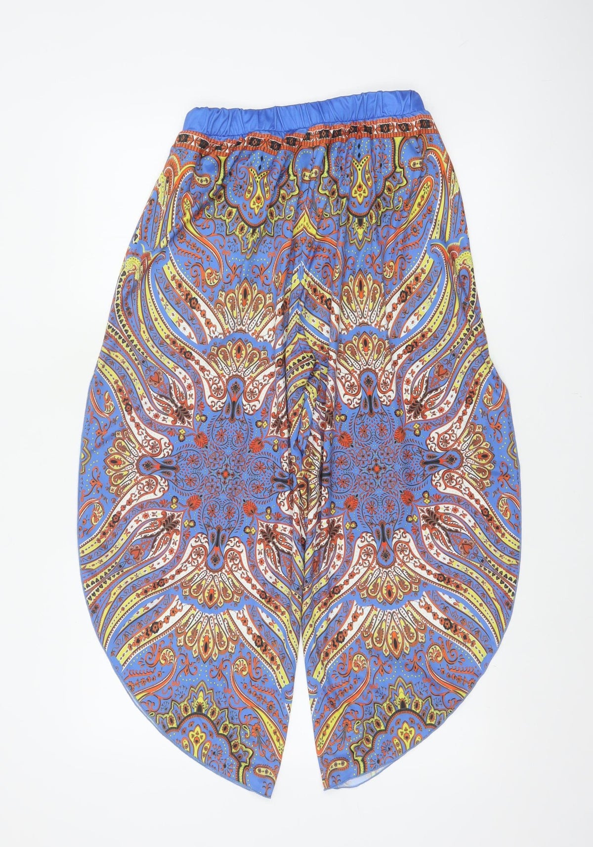 Zara Women Blue M Paisley Harem Elastic Waist Trousers