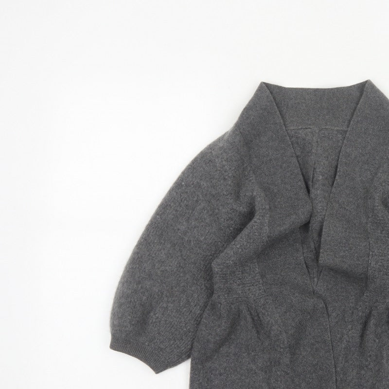 Jaeger Women Grey M 100% Cashmere Open Cardigan Batwing Sleeves