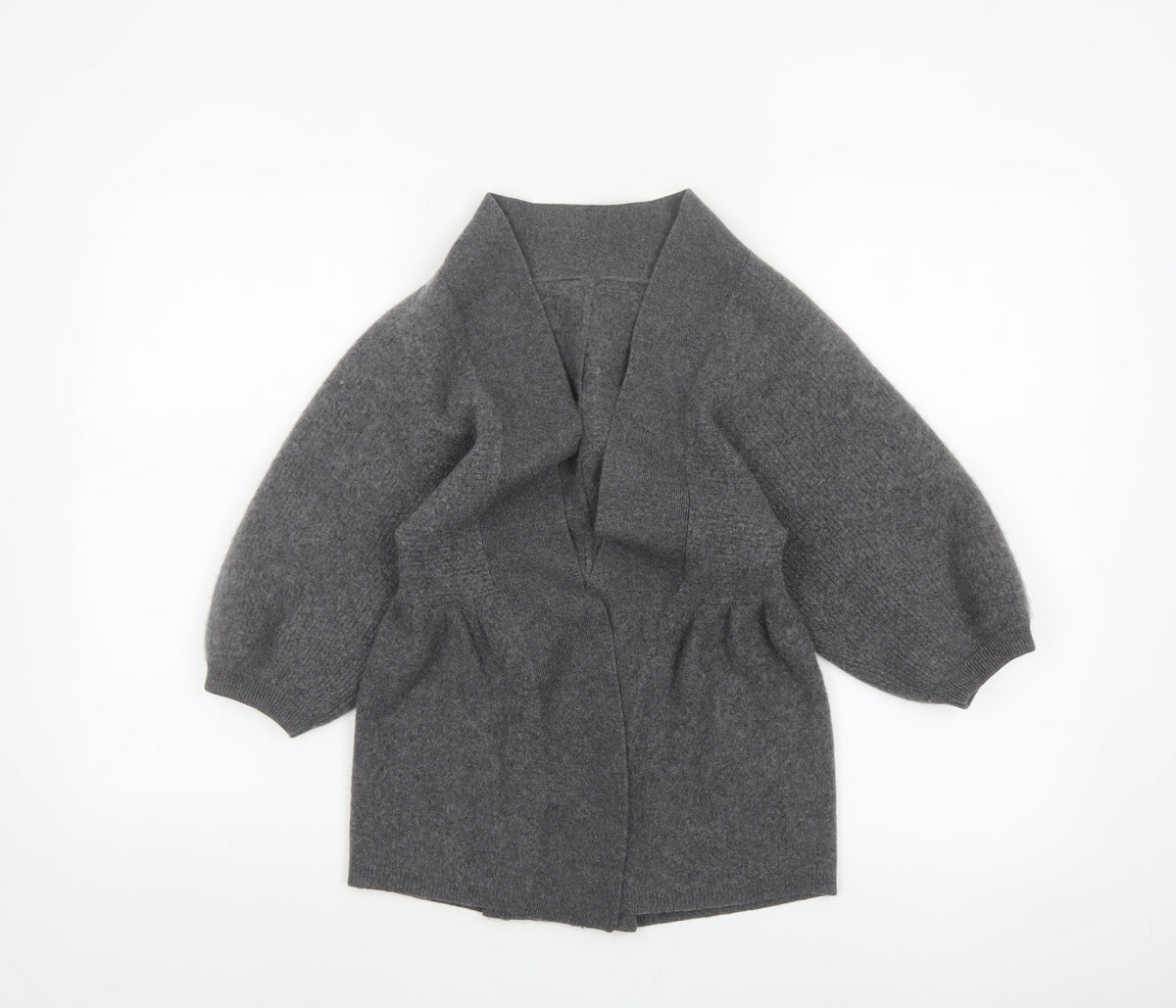 Jaeger Women Grey M 100% Cashmere Open Cardigan Batwing Sleeves