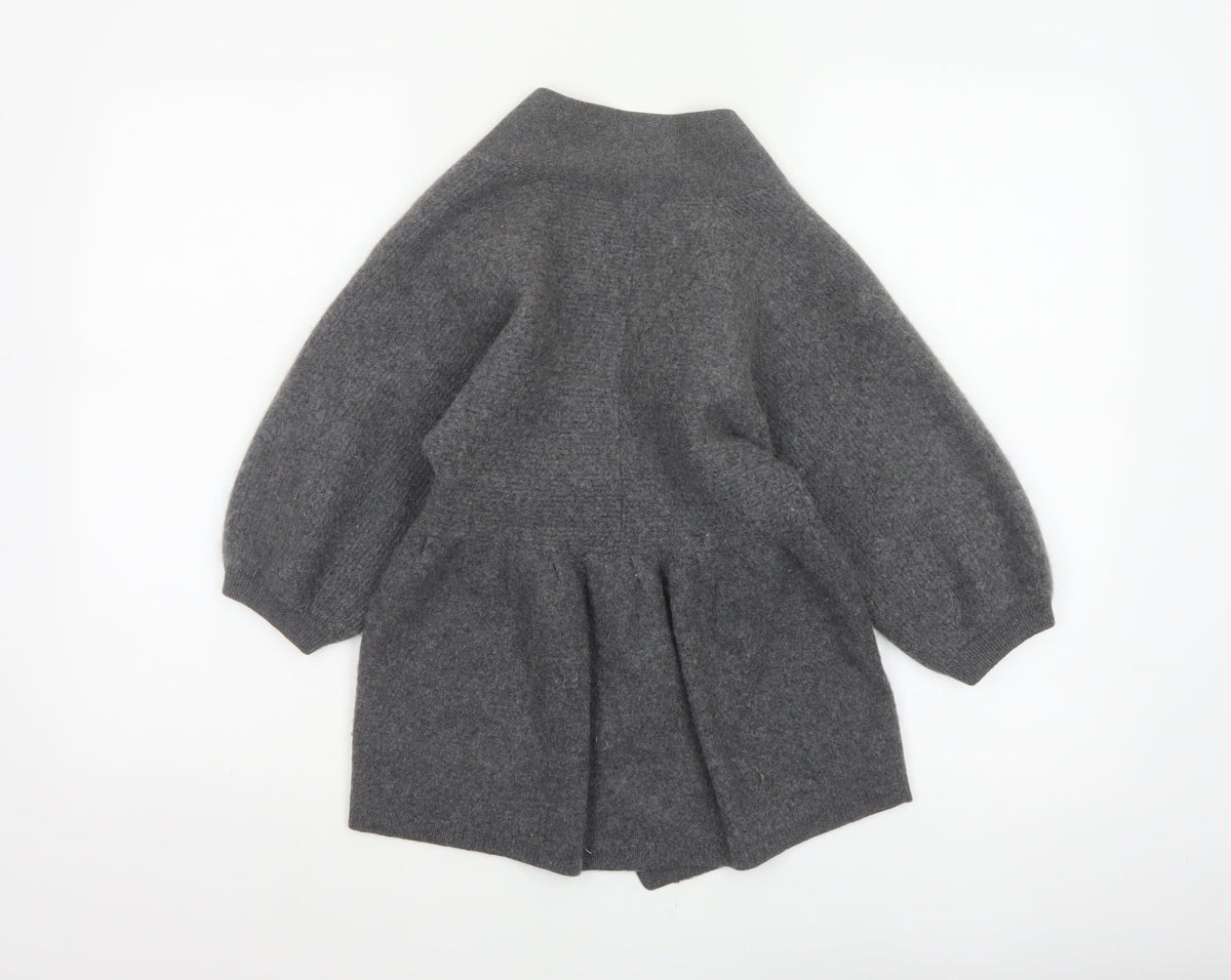 Jaeger Women Grey M 100% Cashmere Open Cardigan Batwing Sleeves