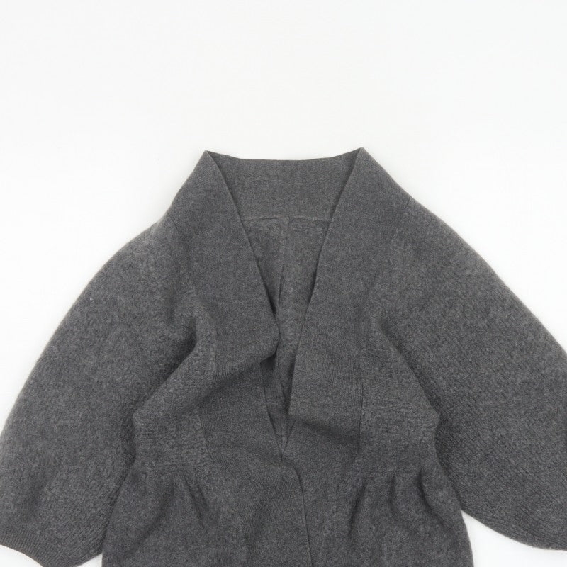 Jaeger Women Grey M 100% Cashmere Open Cardigan Batwing Sleeves