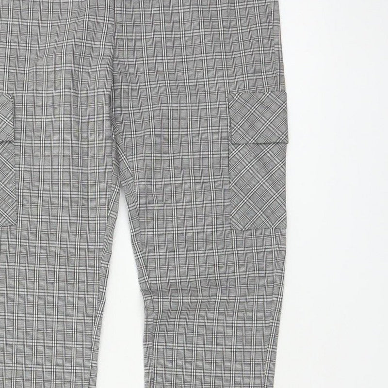 Cherry Koko Women Grey Check Skinny Cargo Trousers Size S