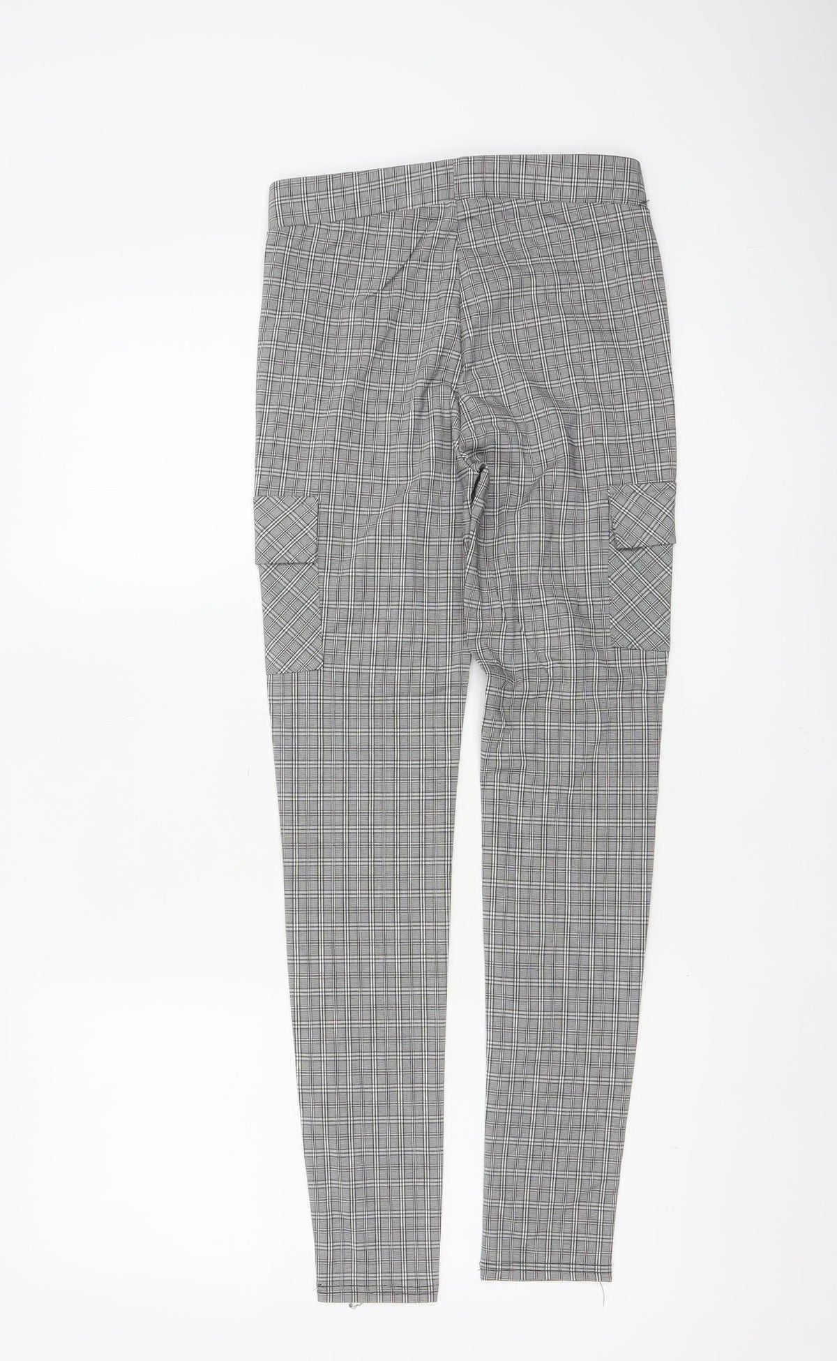 Cherry Koko Women Grey Check Skinny Cargo Trousers Size S