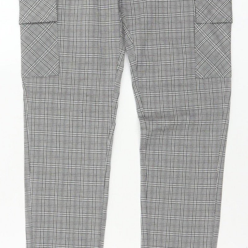 Cherry Koko Women Grey Check Skinny Cargo Trousers Size S