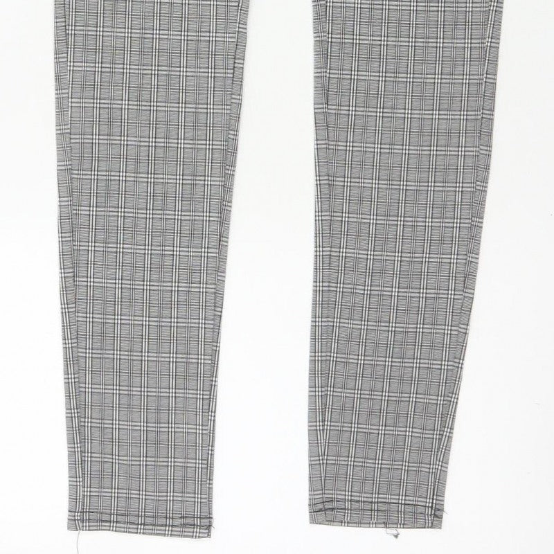 Cherry Koko Women Grey Check Skinny Cargo Trousers Size S