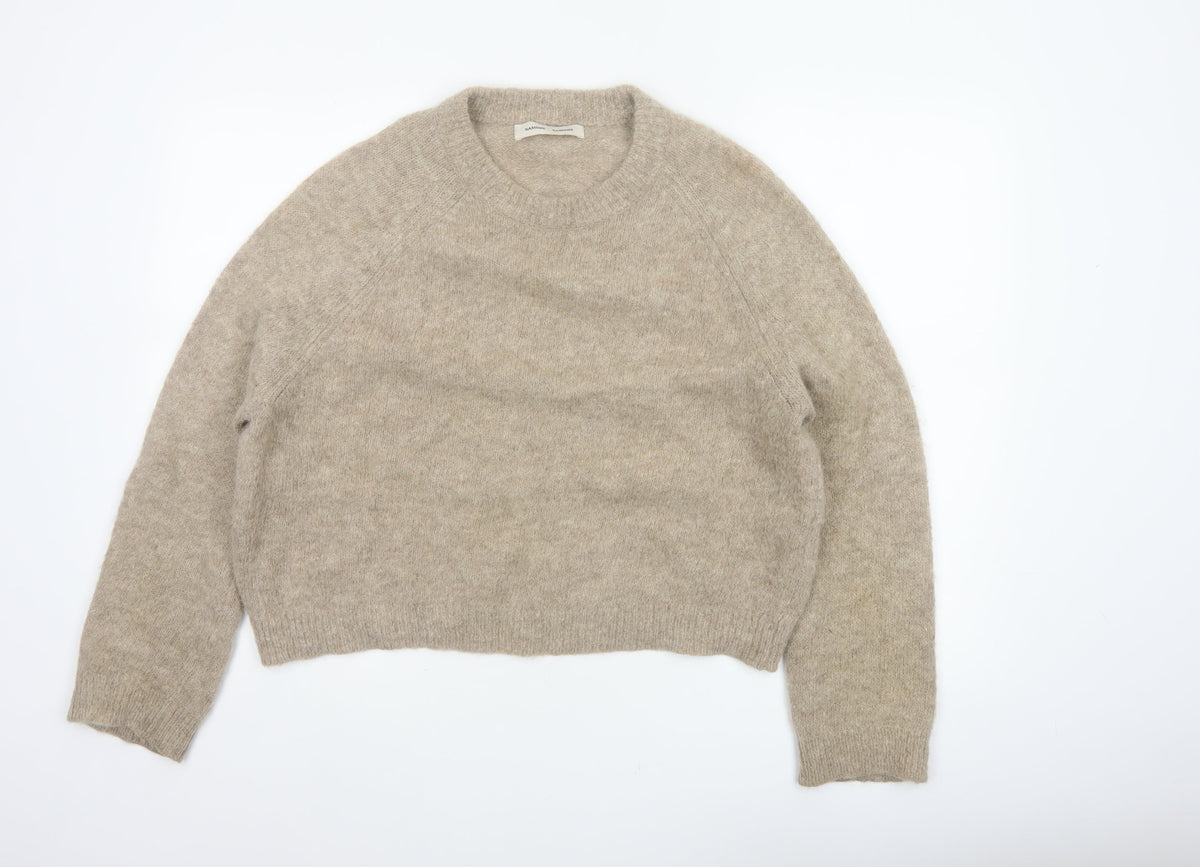 Samsøe Samsøe Women Beige Alpaca Blend Crew Neck Jumper Size S