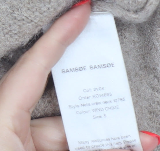 Samsøe Samsøe Women Beige Alpaca Blend Crew Neck Jumper Size S