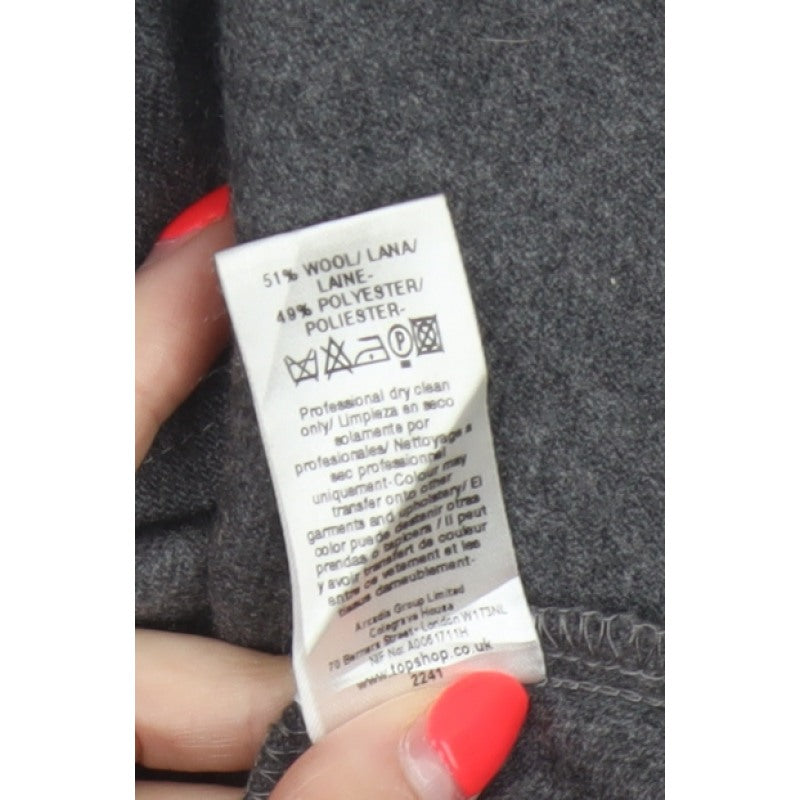 Topshop Women Grey UK 10 Asymmetric Flare Midi Wool Blend Skirt