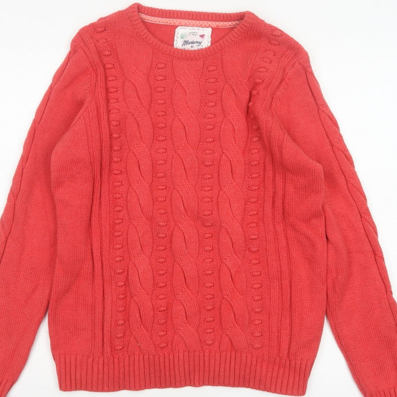 Mantaray Women Coral Pink Size 14 Cable-Knit Crew Neck Cotton Jumper