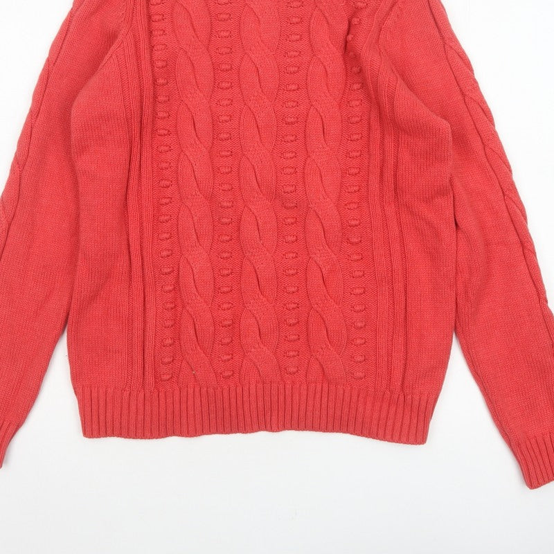 Mantaray Women Coral Pink Size 14 Cable-Knit Crew Neck Cotton Jumper