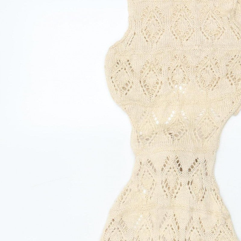 Miss Selfridge Women Beige S Long Knit Sheath Bohemian Dress