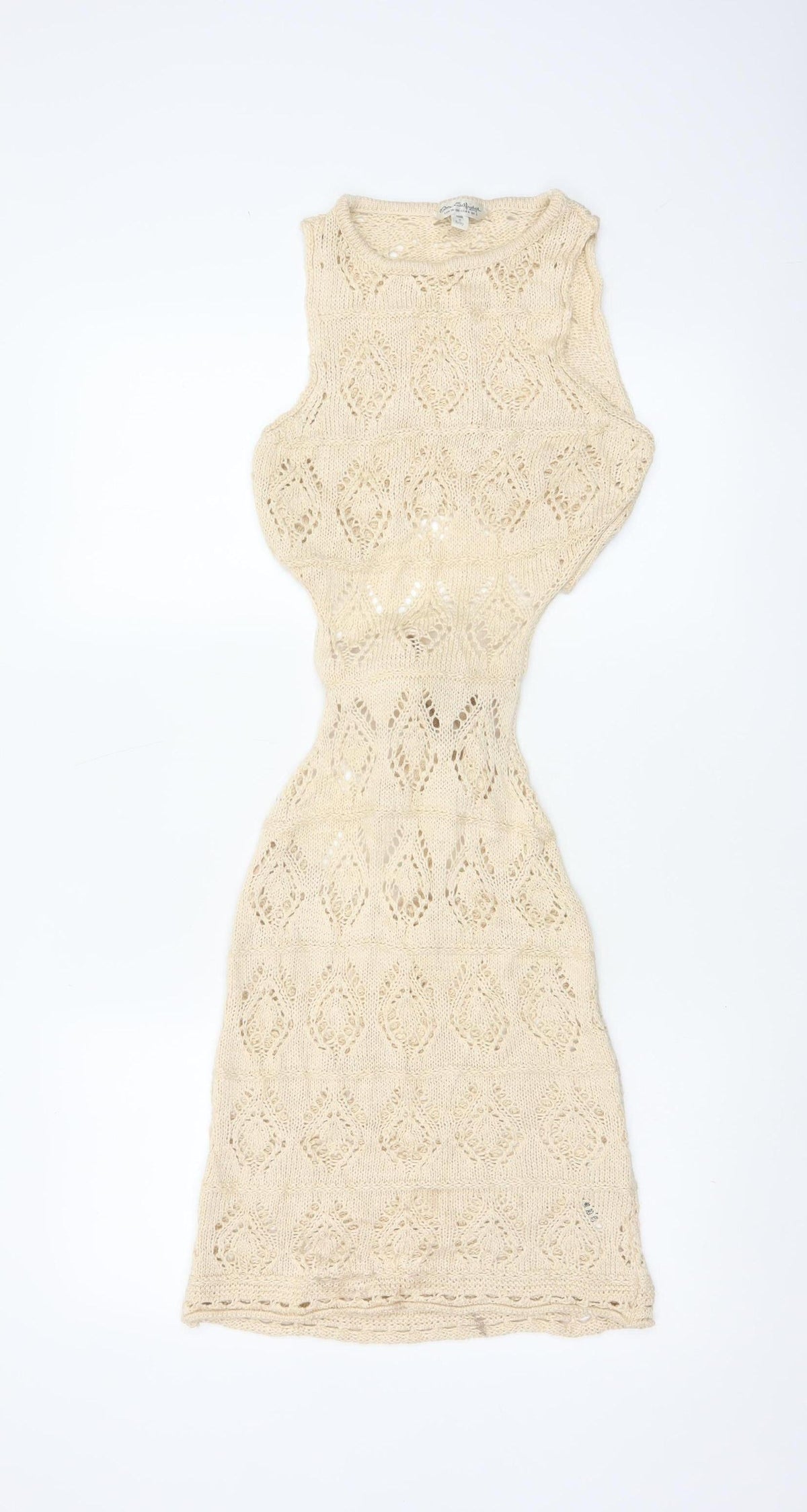 Miss Selfridge Women Beige S Long Knit Sheath Bohemian Dress