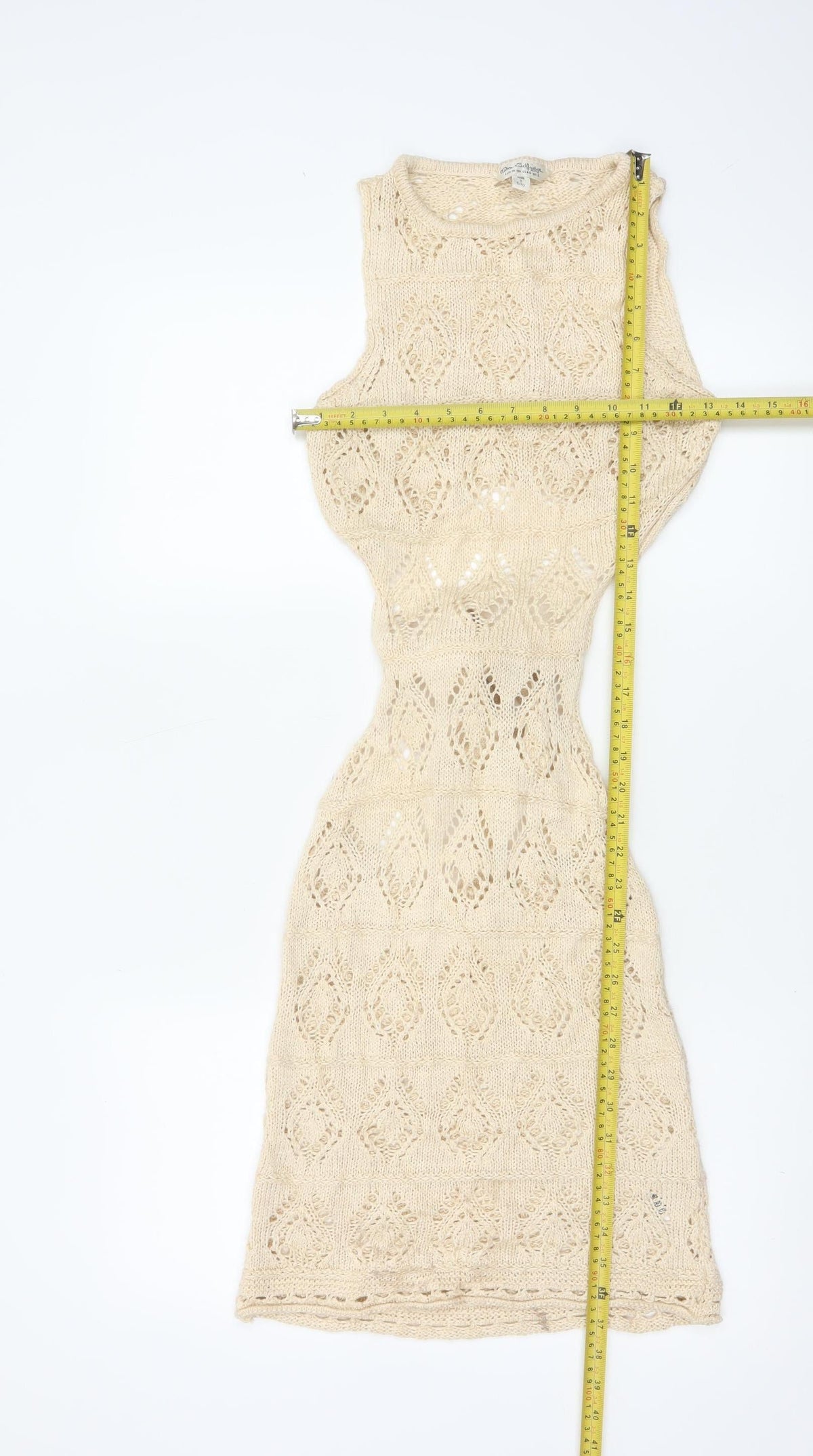 Miss Selfridge Women Beige S Long Knit Sheath Bohemian Dress