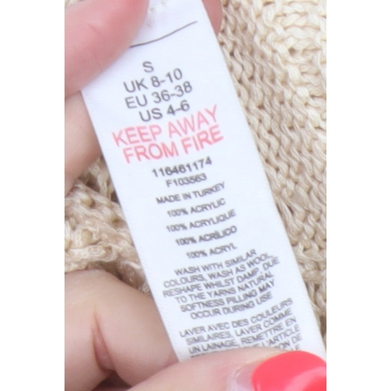 Miss Selfridge Women Beige S Long Knit Sheath Bohemian Dress