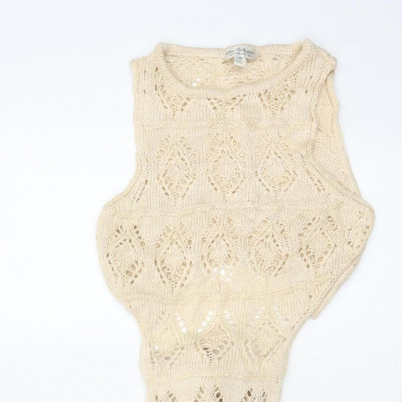 Miss Selfridge Women Beige S Long Knit Sheath Bohemian Dress