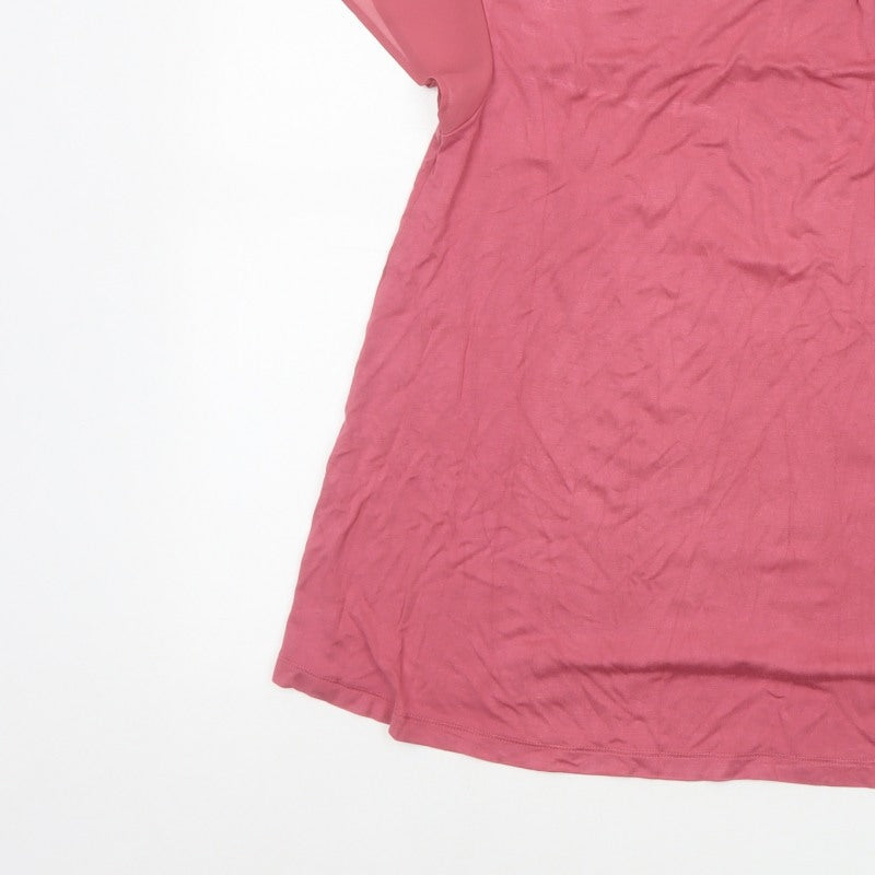 Next Women Pink UK 10 Flutter Sleeve Tie Back Jersey Blouse