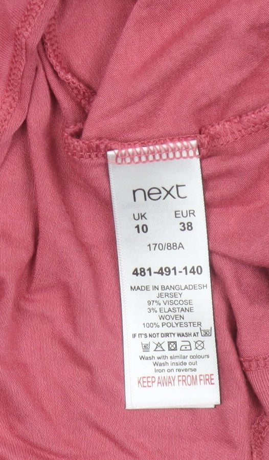 Next Women Pink UK 10 Flutter Sleeve Tie Back Jersey Blouse