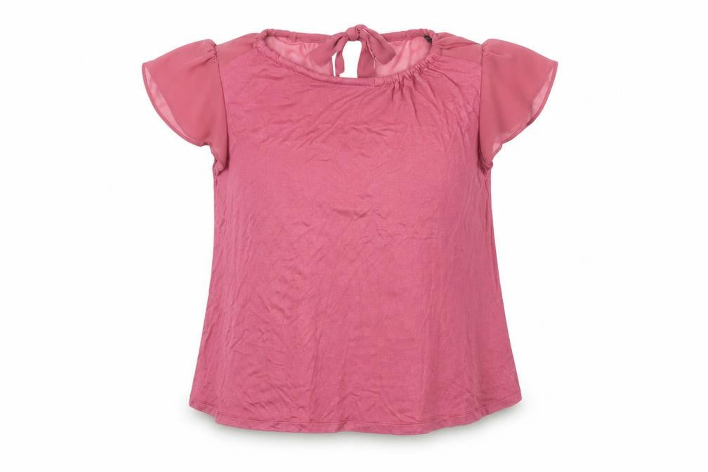 Next Women Pink UK 10 Flutter Sleeve Tie Back Jersey Blouse
