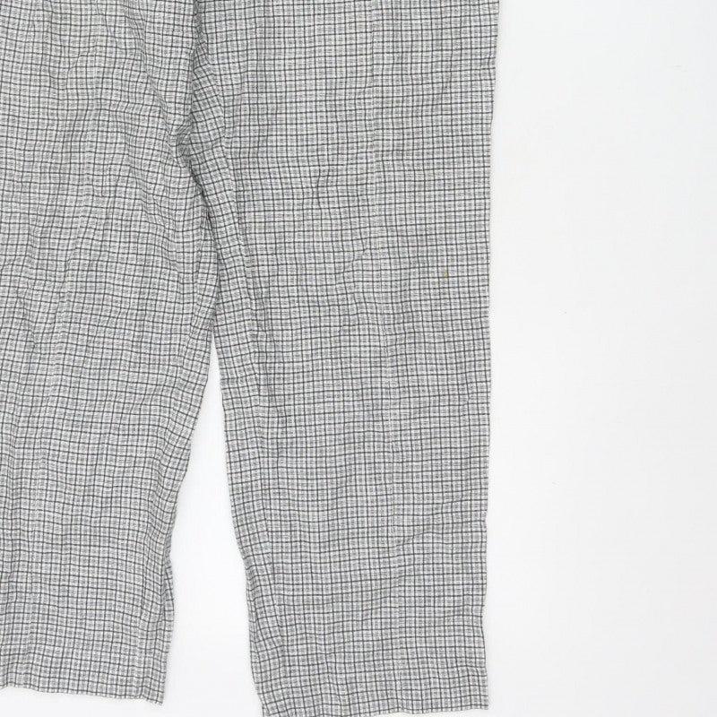 Jigsaw Women Black White Check Elastic Waist Trousers UK 12
