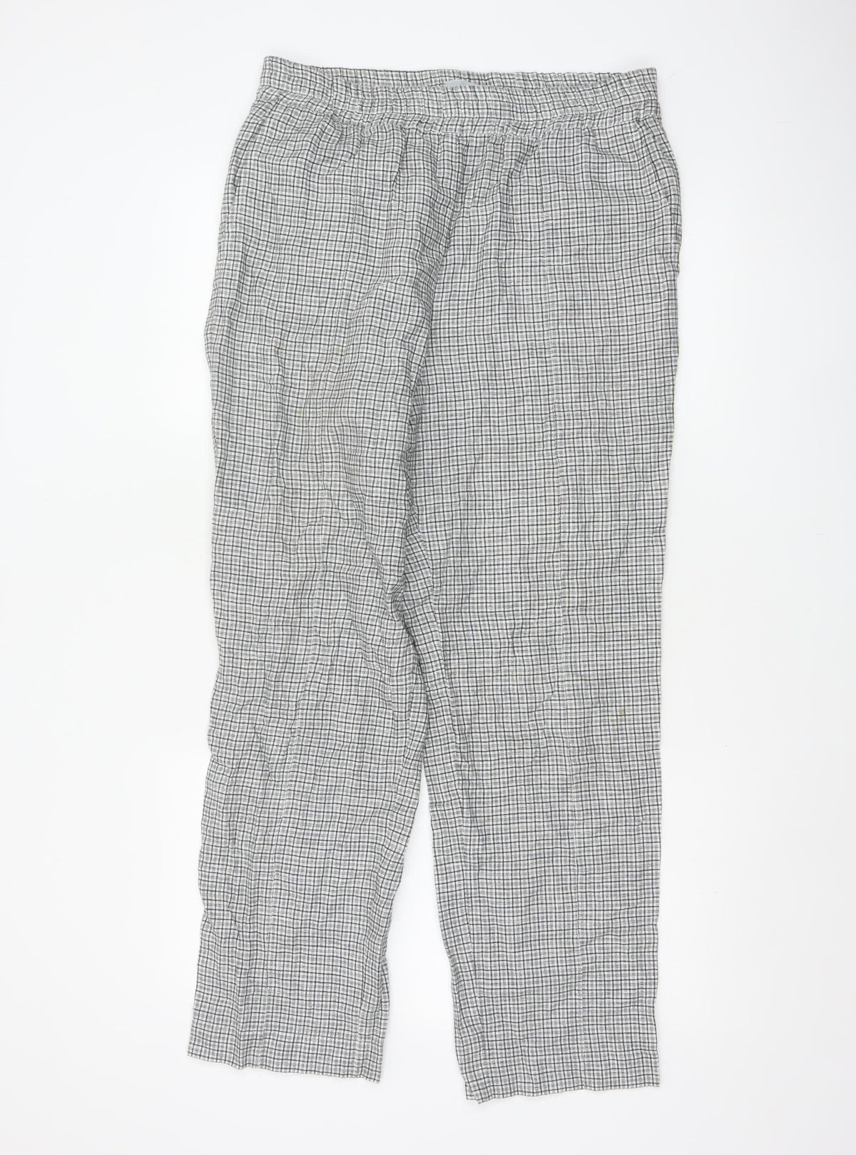 Jigsaw Women Black White Check Elastic Waist Trousers UK 12