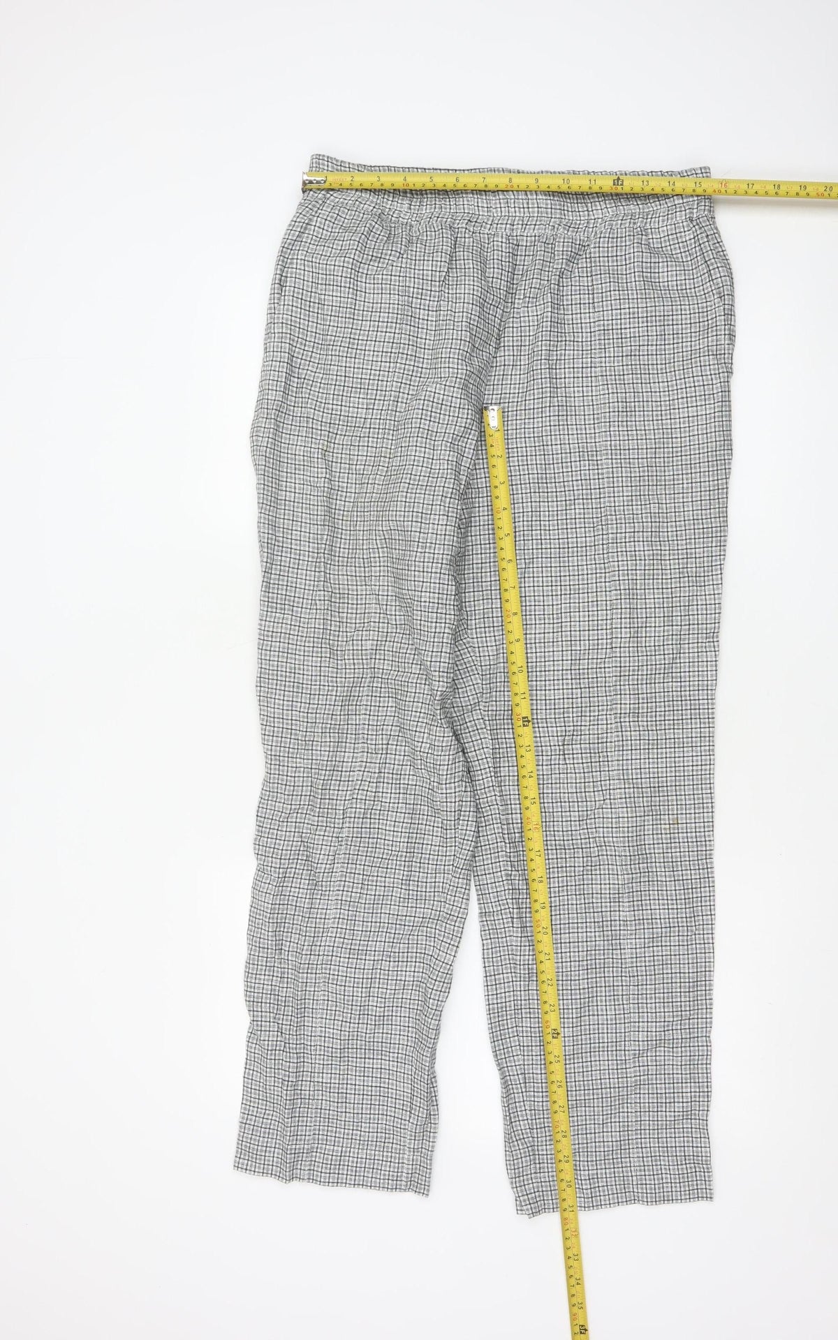Jigsaw Women Black White Check Elastic Waist Trousers UK 12