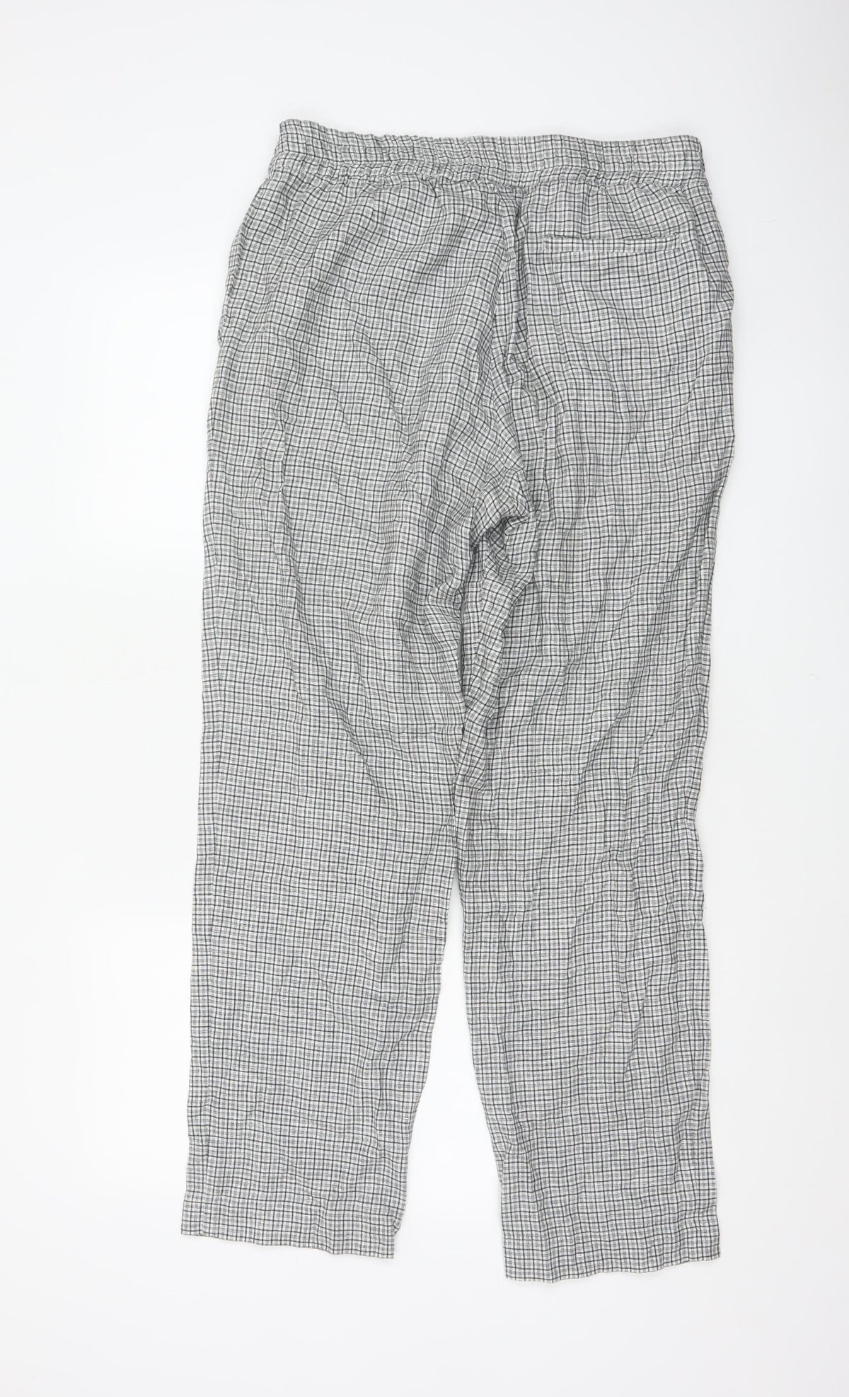 Jigsaw Women Black White Check Elastic Waist Trousers UK 12