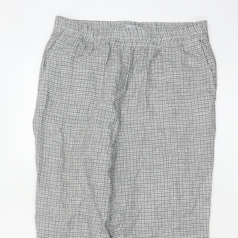 Jigsaw Women Black White Check Elastic Waist Trousers UK 12
