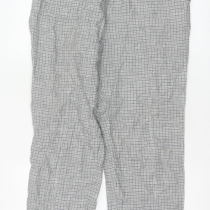 Jigsaw Women Black White Check Elastic Waist Trousers UK 12