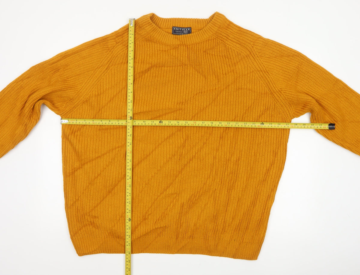 F&F Men’s Orange 3XL Chunky Knit Crew Neck Pullover Jumper