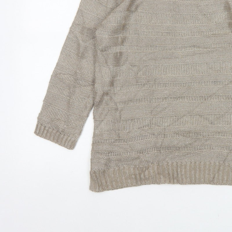 Marks & Spencer Women's Beige Size 10 Striped Knit Pullover Jumper