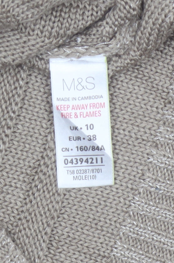 Marks & Spencer Women's Beige Size 10 Striped Knit Pullover Jumper