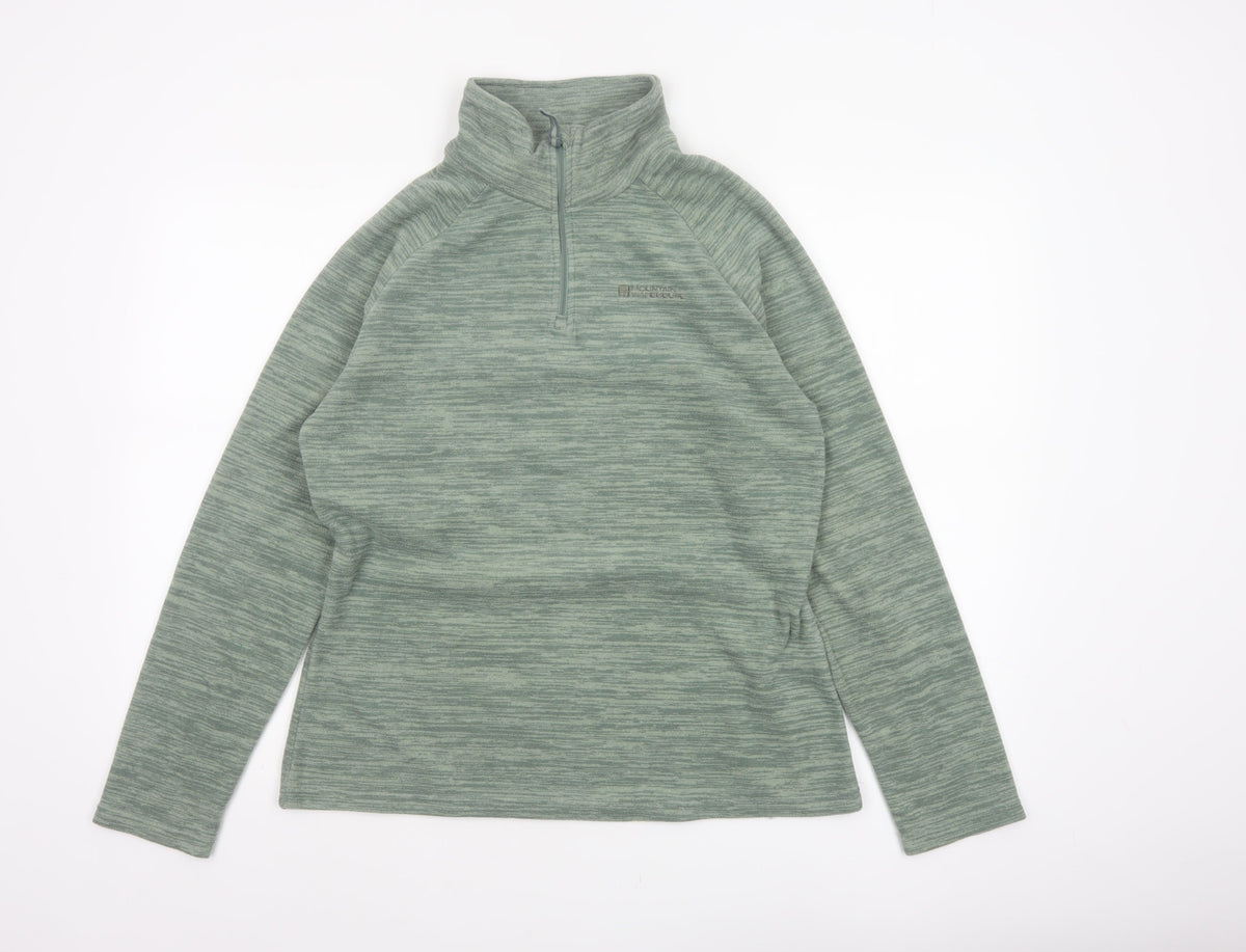 Mountain Warehouse Women Green UK 10 1/4 Zip Fleece Pullover Sweatshirt