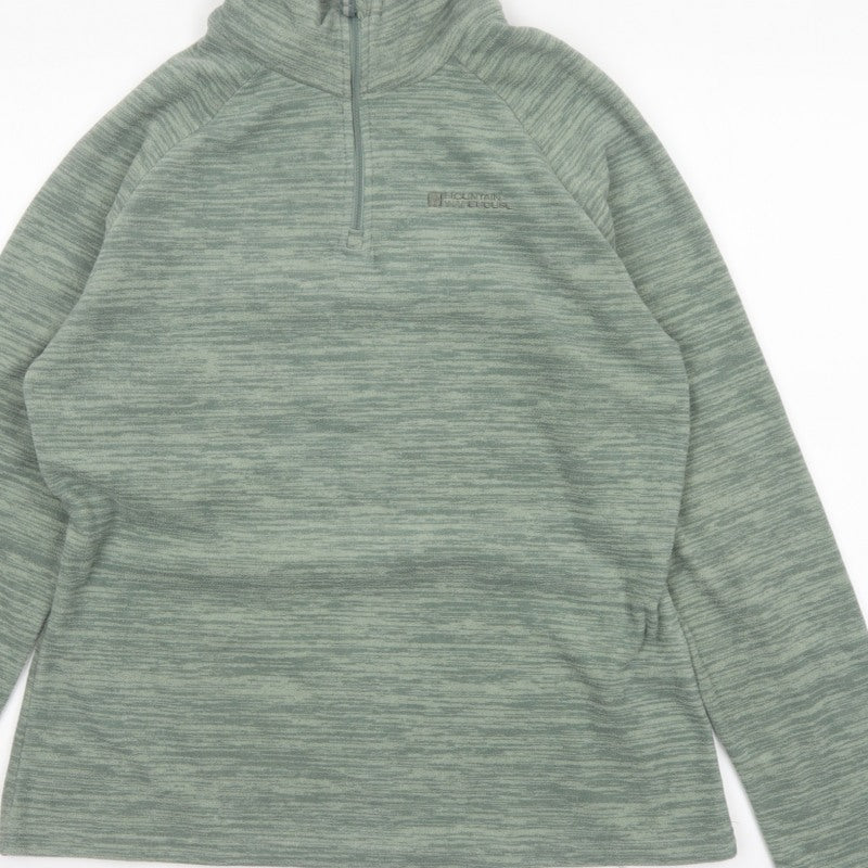 Mountain Warehouse Women Green UK 10 1/4 Zip Fleece Pullover Sweatshirt