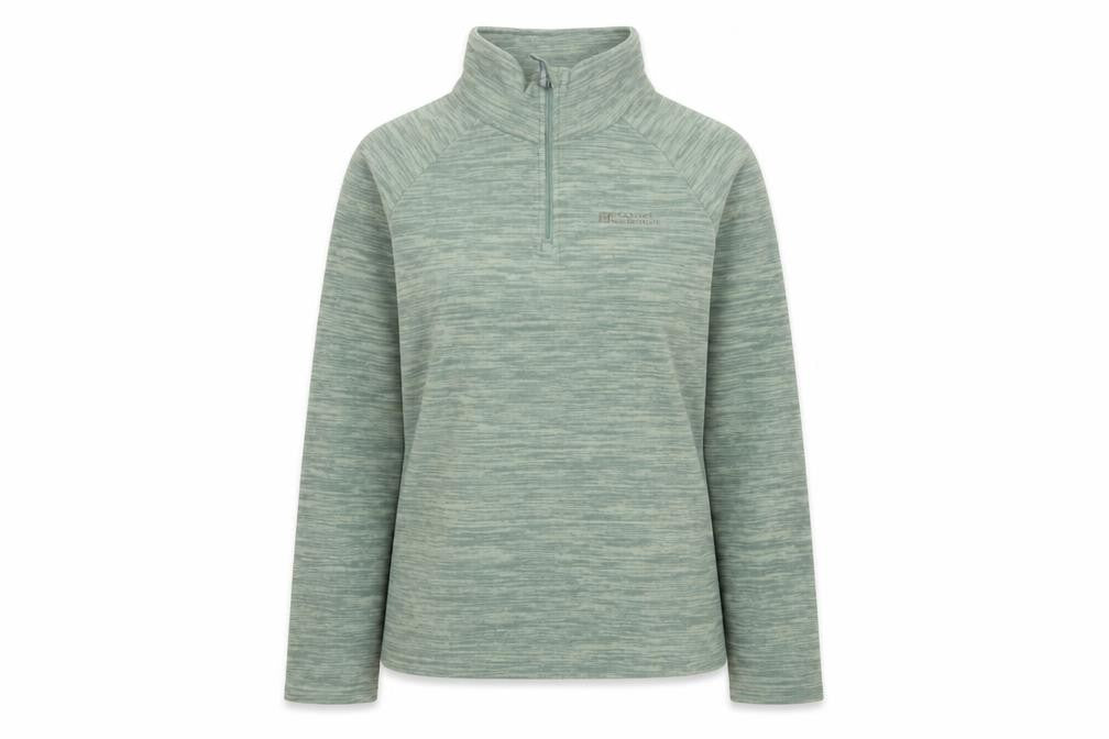 Mountain Warehouse Women Green UK 10 1/4 Zip Fleece Pullover Sweatshirt