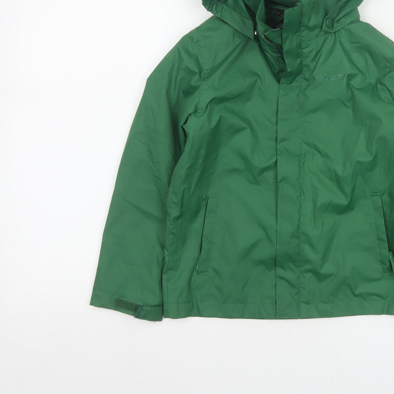 Mountain Warehouse Boys Green 5-6 Years Hooded Water Resistant Rain Jacket