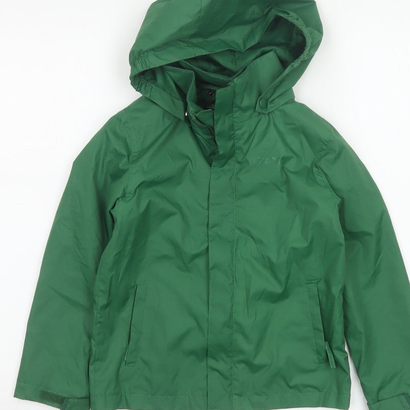 Mountain Warehouse Boys Green 5-6 Years Hooded Water Resistant Rain Jacket