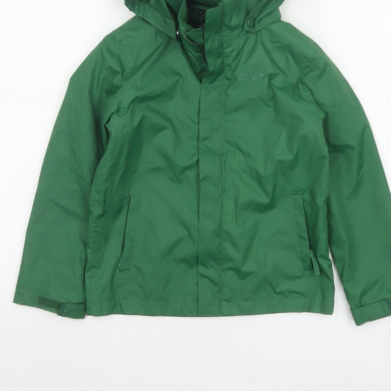 Mountain Warehouse Boys Green 5-6 Years Hooded Water Resistant Rain Jacket