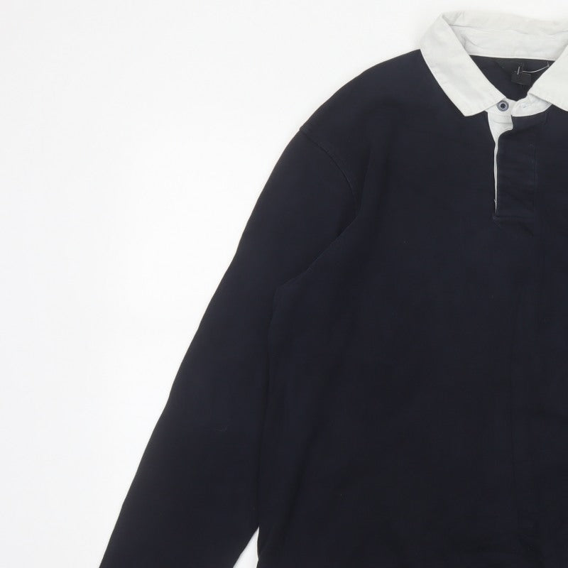 Armani Exchange Men’s Blue Long Sleeve Logo Polo Shirt M