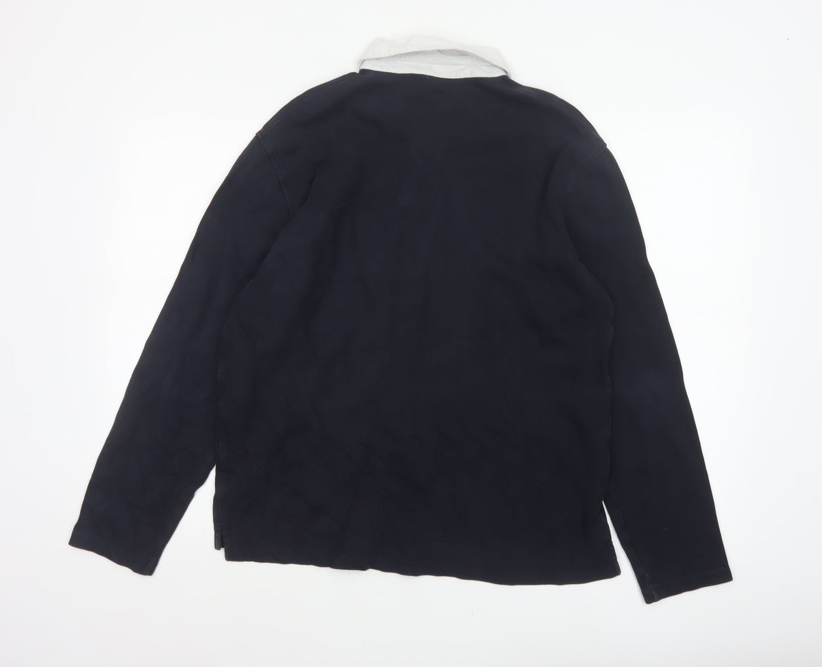 Armani Exchange Men’s Blue Long Sleeve Logo Polo Shirt M