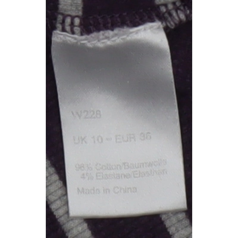 Wrap Women’s Purple Grey Striped Jersey Scoop Neck Top UK 10