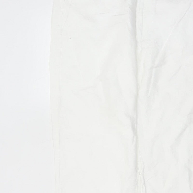 M&S Womens White Linen Cotton Chino Trousers 36in Waist 31in Leg